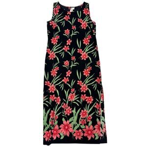 Vintage JM Collection Floral Sleeveless Dress 🌺 Boho Chic Floral Maxi 🖤 Size 6